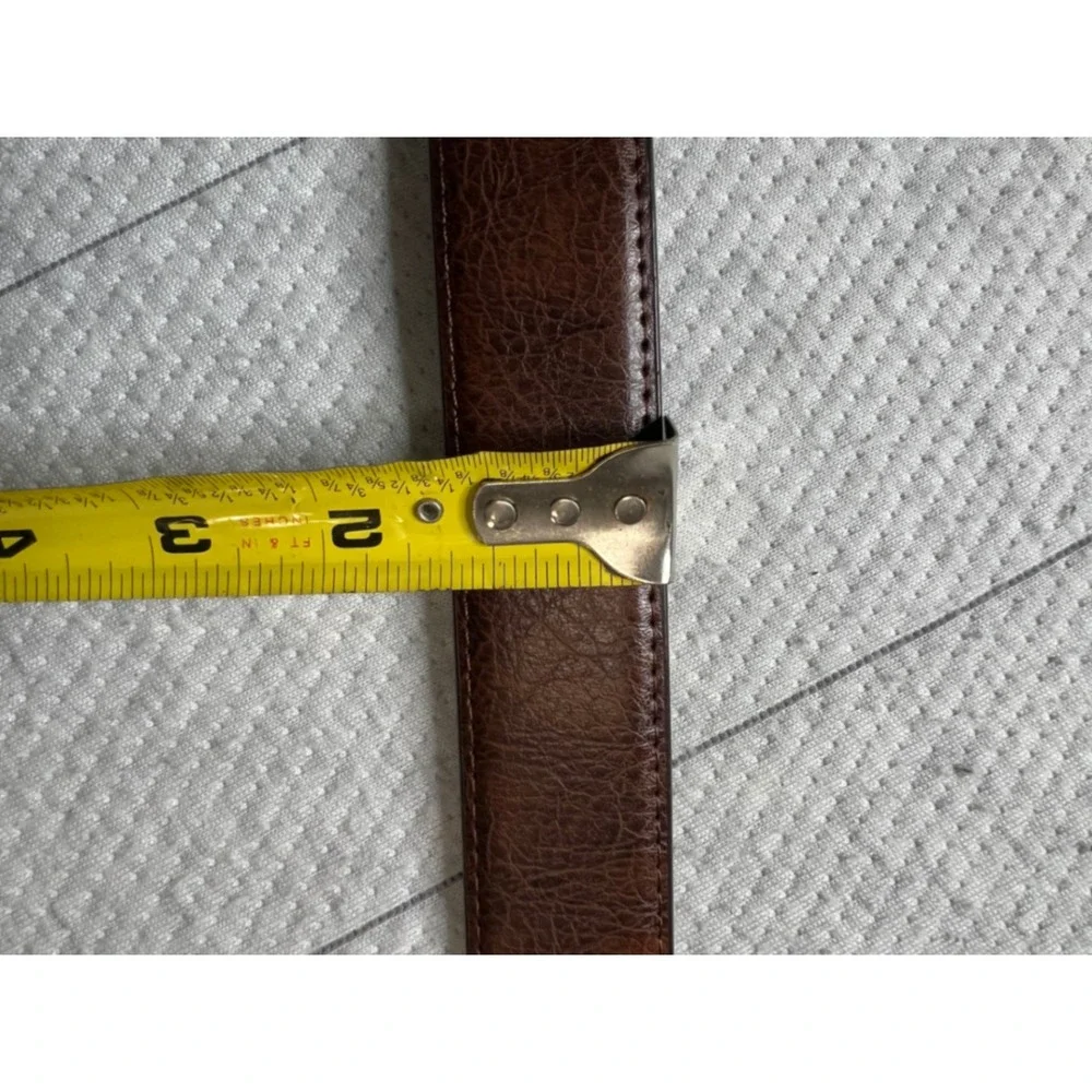 Kemisant Mens Brown Textured Dress Belt Black Buckle Size 48 140cm